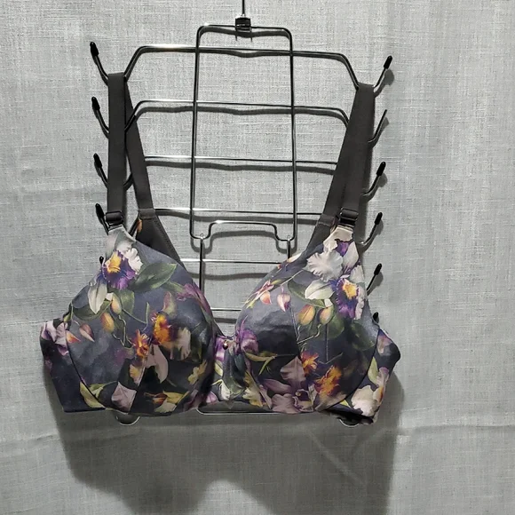 NWOT Cacique Floral Molded T-Shirt Bra - Purple, Gray - Picture 1 of 2